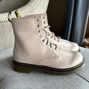 Dr. Martens Cream Combat Boots with Lace-Up Design